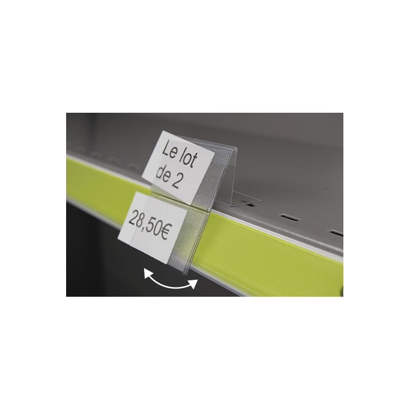 Mini porte-étiquette 2 niveaux et articulé pour réglette avec tablette réglette haute # VPE1181