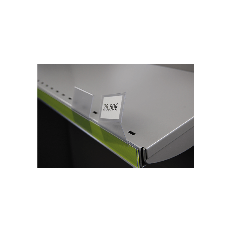 Mini porte-étiquette vertical pour réglette inclinée # VPE1411