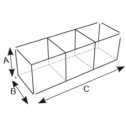 Dimensions de la boite transparente 3 bacs  #VMB0187