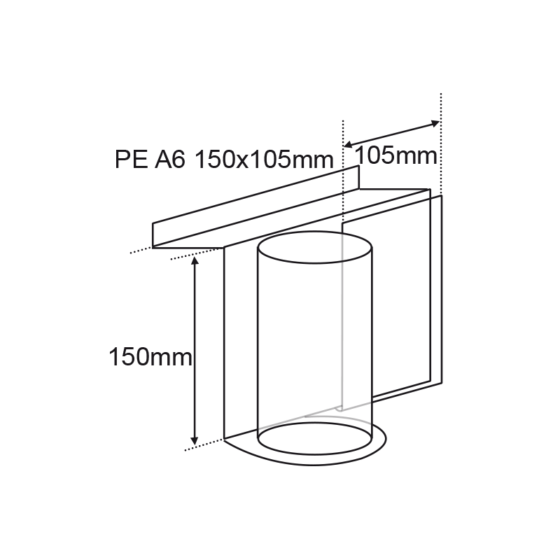 présentoir tube plexi fond lame + porte-étiquette # VPP3861