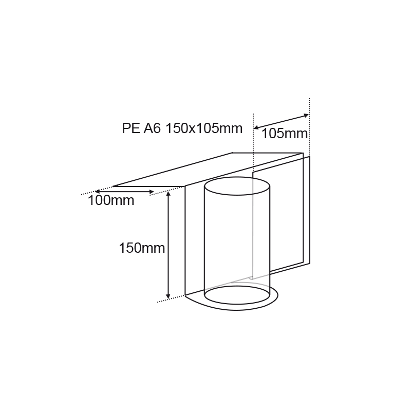 Présentoir tube plexi semelle magnétique + PE pour tablette # VPP3921
