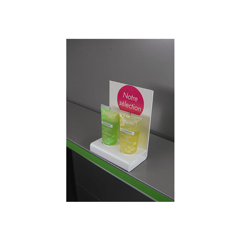 Présentoir droit à poser sur tablette + PE # VPP3895