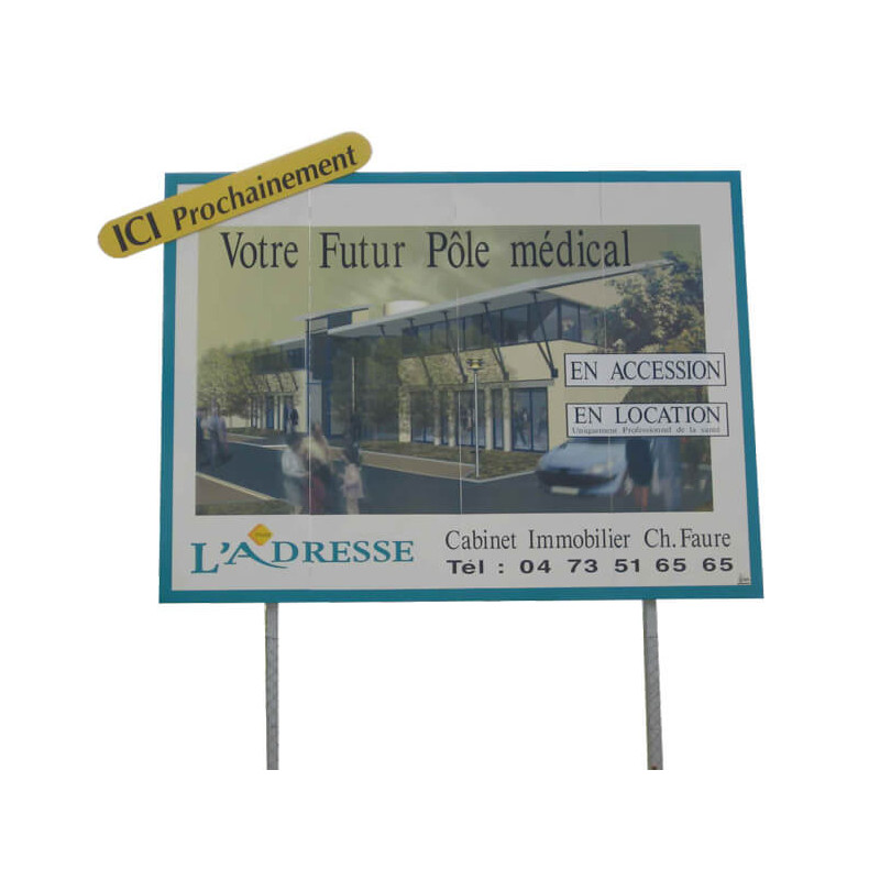 panneau enseigne publicitaire 4m2 avec poteaux  # PI0711