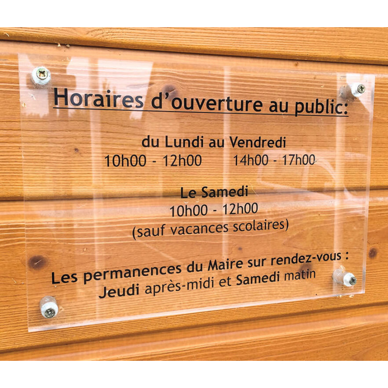 Plaque pro en plexi transparent - avec logo couleur Société Entreprise