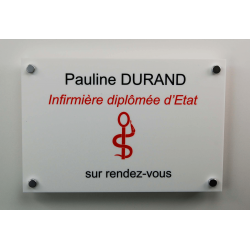 Plaque professionnelle plexi blanc + entretoises