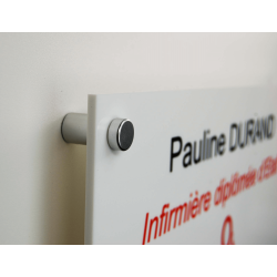 Plaque professionnelle plexi blanc + entretoises