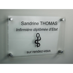 Plaque professionnelle plexi transparent + entretoises