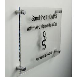 Plaque professionnelle plexi transparent + entretoises