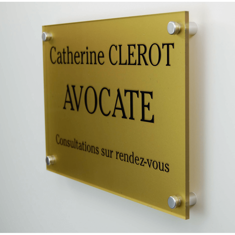 Plaque professionnelle fond or