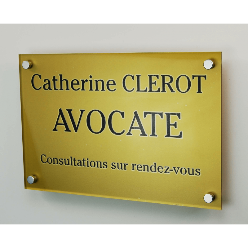 Plaque professionnelle fond or