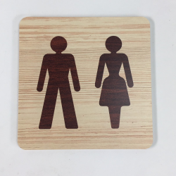 Plaque signalétique de porte écologique toilettes homme femme