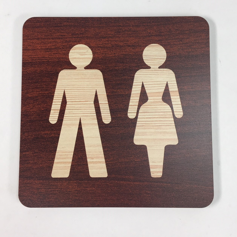 Plaque de porte en bambou toilettes femmes - Direct Signalétique