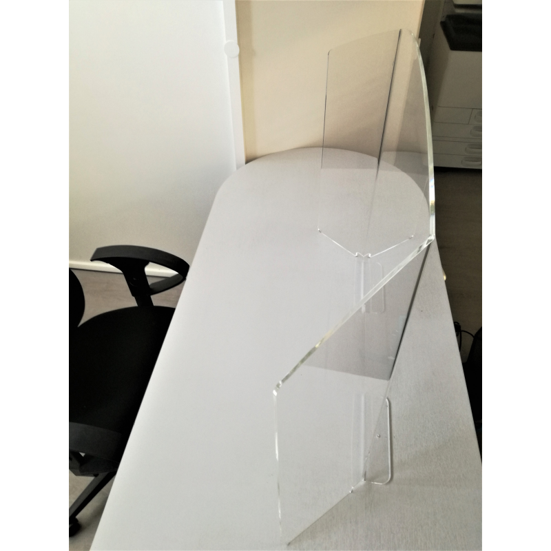 Paroi de protection transparent pour comptoir d'accueil du public 