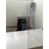 Paroi de protection Hygiavirus trois volets PET  usage bureaux et comptoirs avec double perforations audio