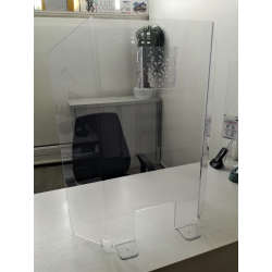 Vitre Plexiglas 3 côtés protection virus pour bureau et comptoir avec double perforations audio