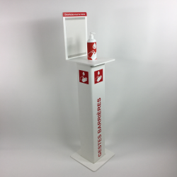 photo Borne rouge support sur pied pour gel désinfection