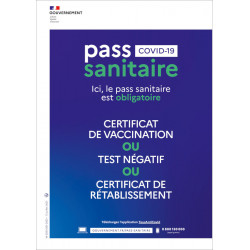 Affiche Pass sanitaire imprimée, Papier 120g dos Bleu - SIGMA