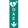 Panneau PVC "DAE" Défibrilateur de signalisation vertical + flèche bas #DAE30W05