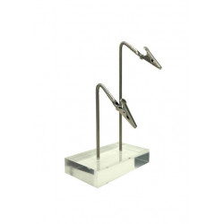 Socle plexi + pince porte-étiquette + tige double #VPE0321 Socle plexi + pince porte-étiquette + tige double #VPE0321