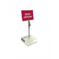 Mini socle plexi + tige + pince porte-étiquette #VPE0309