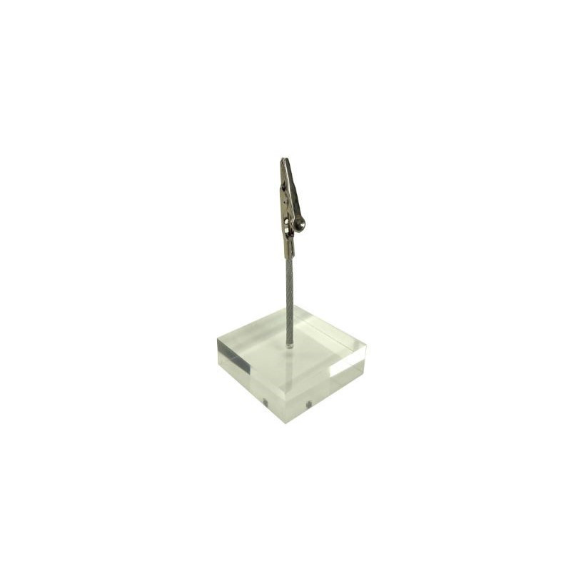 Mini socle plexi + tige + pince porte-étiquette #VPE0309