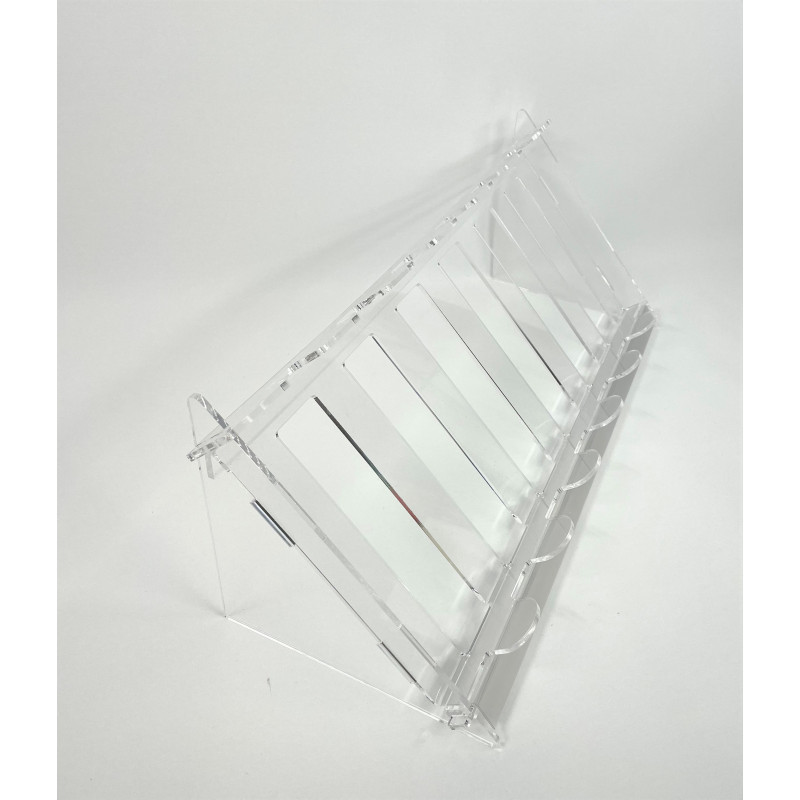 Présentoir pour 6 bouteilles inclinées Plexi , vue de côté, vide