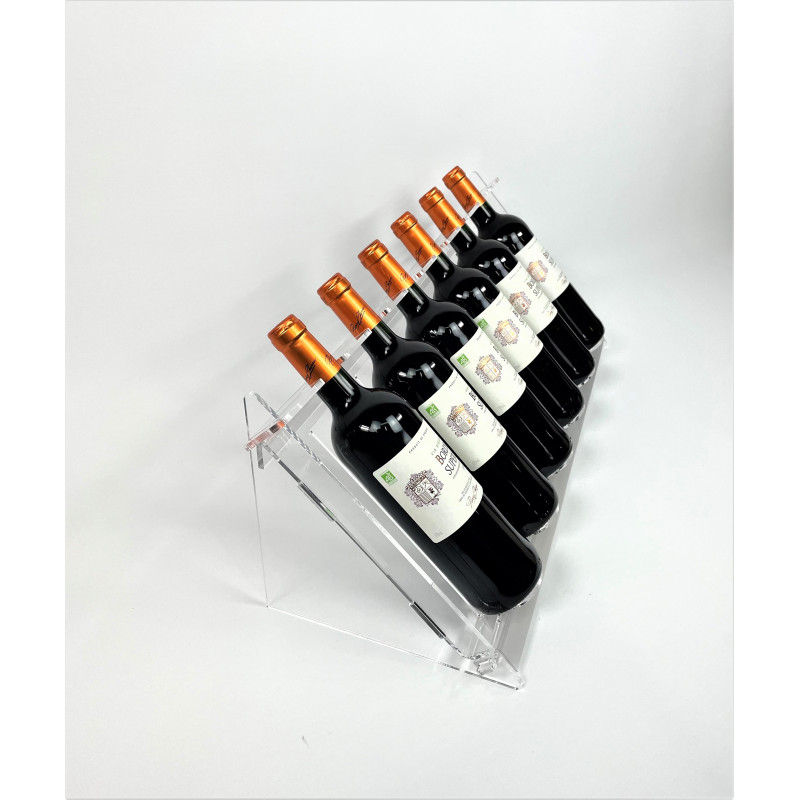 Présentoir porte bouteille incliné Plexi , vue d'angle