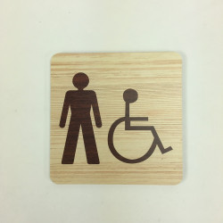 Plaque signalétique de porte écologique toilettes handicapés hommes
