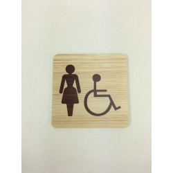 Plaque signalétique de porte écologique toilettes femmes handicapées