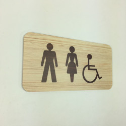 Plaque signalétique de porte écologique toilettes hommes femmes handicapés