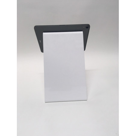photo arrière Support tablette rehaussée en plexi avec tablette en exemple photo arrière Support tablette rehaussée en plexi avec tablette en exemple