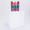 Cube présentoir plexiglas blanc exemple 3 avec produit sur le dessus