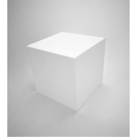 Cube Présentoir Podium en plexi blanc, ouvert 1 côté - SIGMA