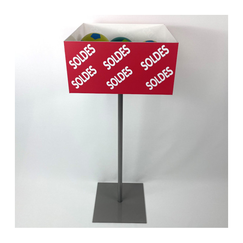 Bac soldeur carré sur pied SOLDES, vue de face