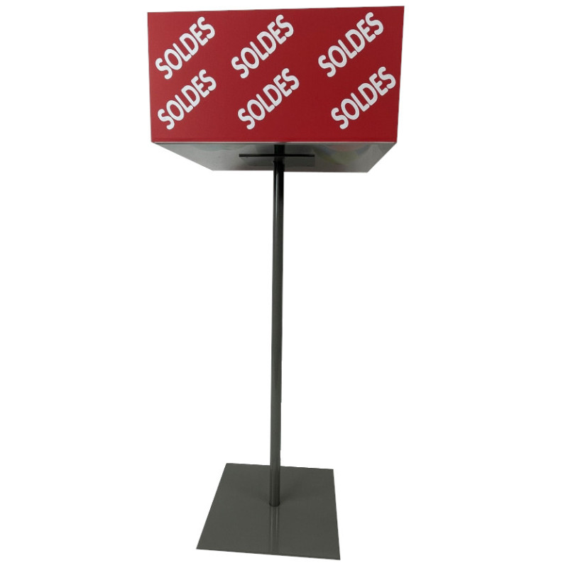 Bac soldeur carré sur pied SOLDES, vue de bas