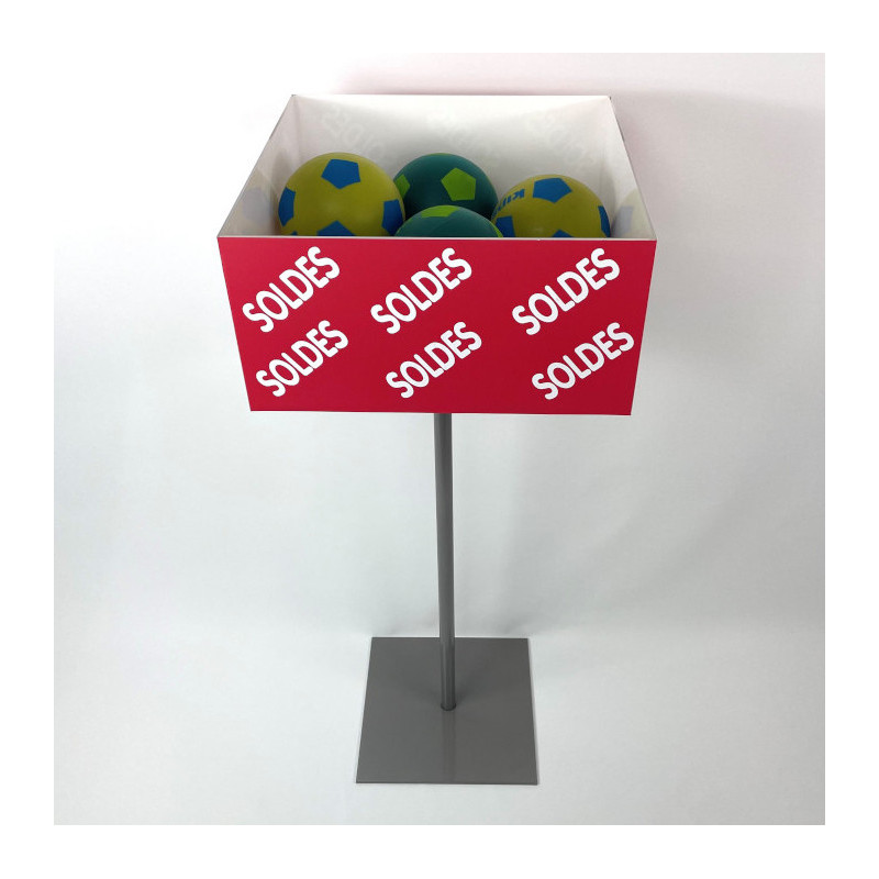 Bac soldeur carré sur pied SOLDES, vue du dessus