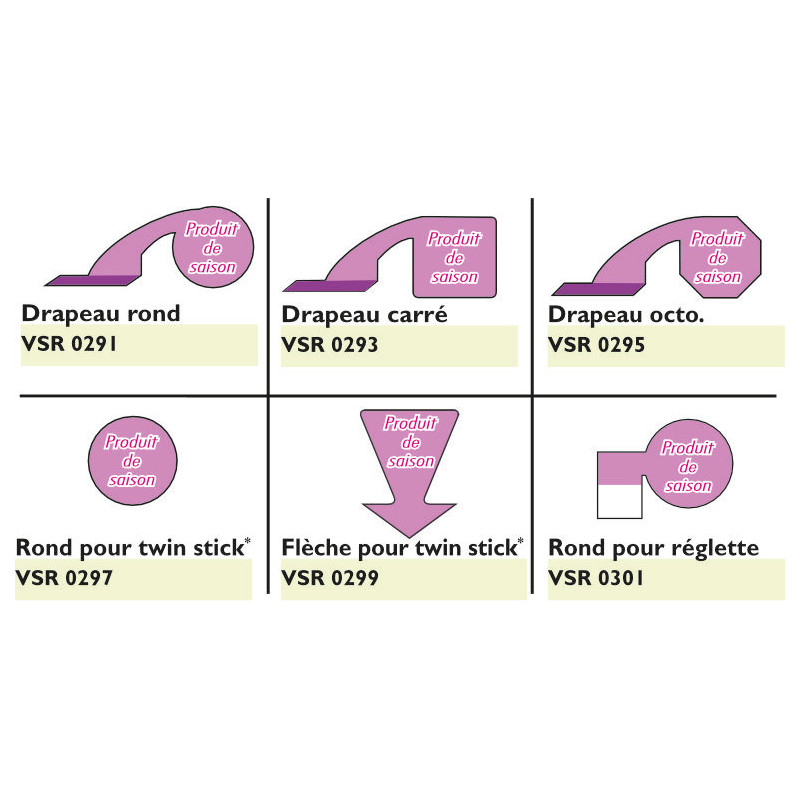 Stop Rayon "Produit de saison" Rose, 6 modèles #VSR0291