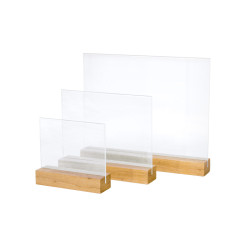 Porte étiquette de table double face sur socle bois