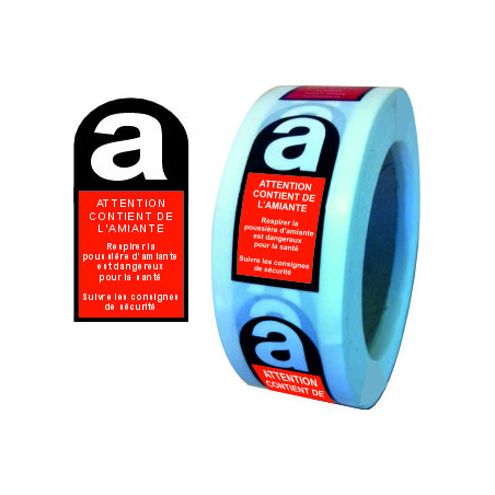 étiquette adhésive pour les zones amiantées et le danger