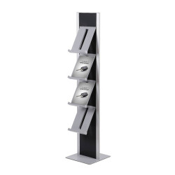Porte catalogue totem noir 4 niveaux