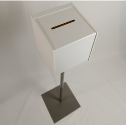 Urne blanche sur pied acier + cadenas