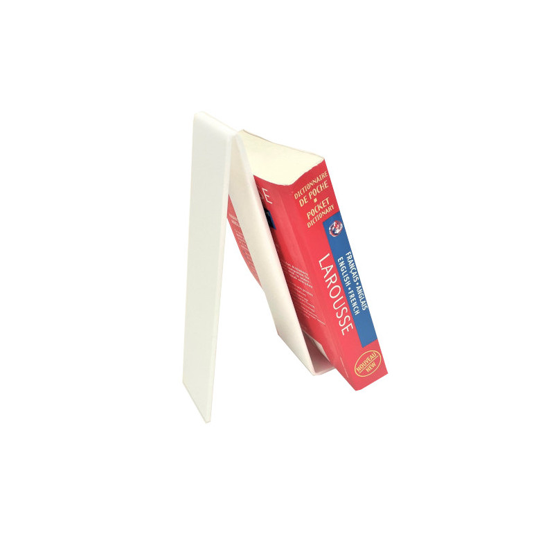 Porte-livres incliné à poser étroit en Plexi blanc exemple 1