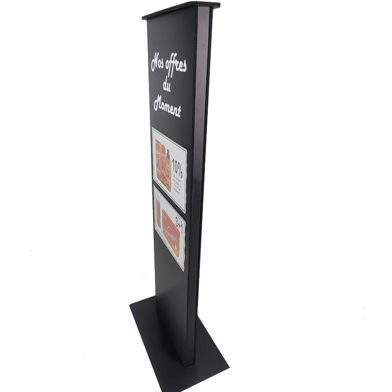 exemple de Totem d'intérieur Recto/Verso PVC noir avec porte affiche