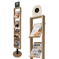Porte brochure de sol 4 niveaux Bois de hêtre