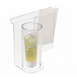 présentoir tube plexi fond lame + porte-affiche A6