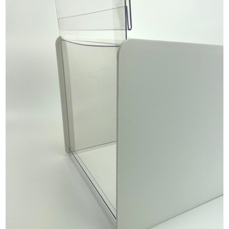 urne blanche transparente avec porte affiche, vue de derrière #VPB0221