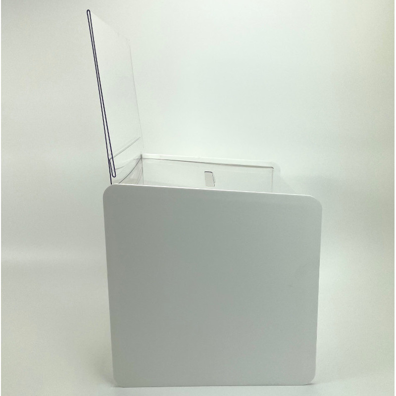 urne blanche transparente avec porte affiche, vue de côté #VPB0221