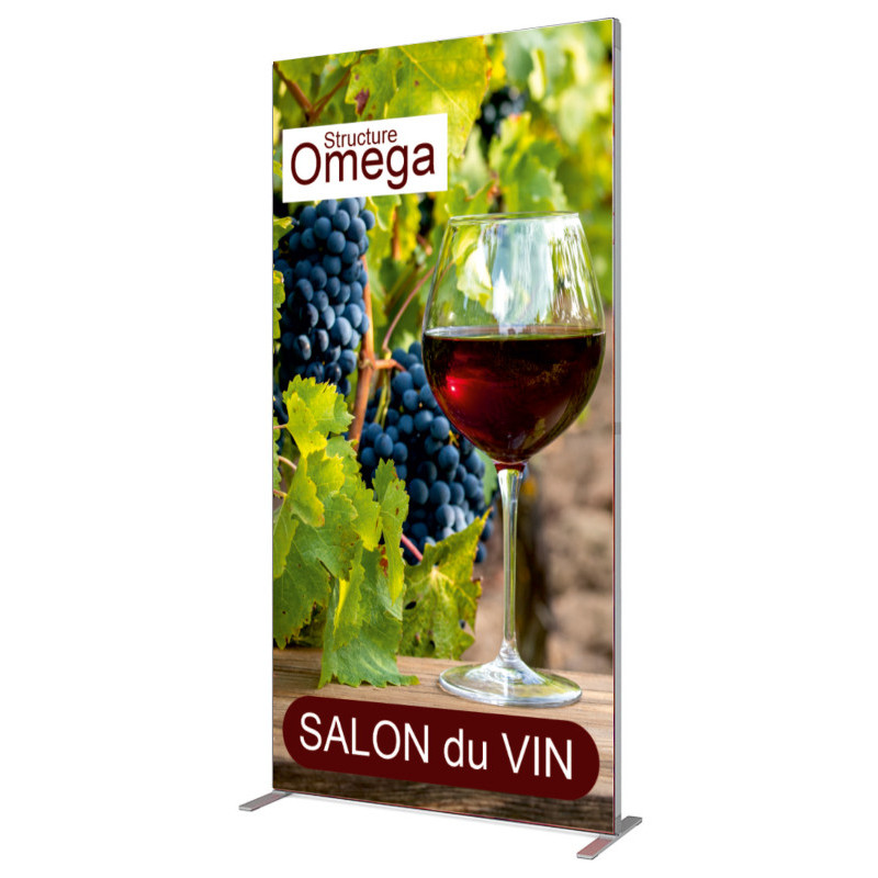 Mur d'image vertical sur pied de Salon, photo avec exemple de visuel