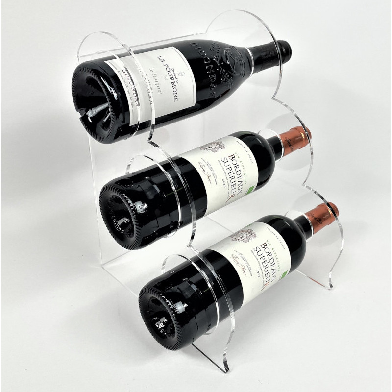 Porte bouteille gradin 3 niveaux en vue d'angle