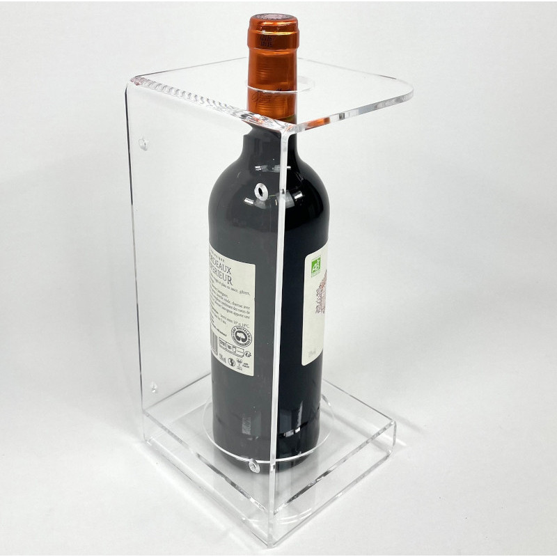 Présentoir porte bouteille mural Plexi en vue de derrière